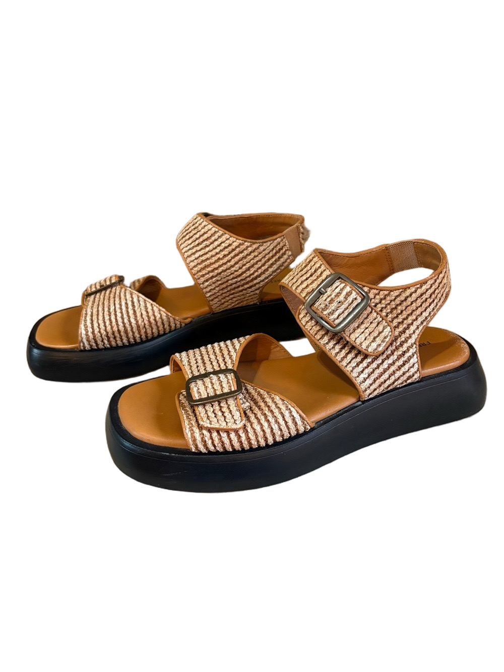 Free People sz 9.5 Mandi Weave raffia chunky sandals